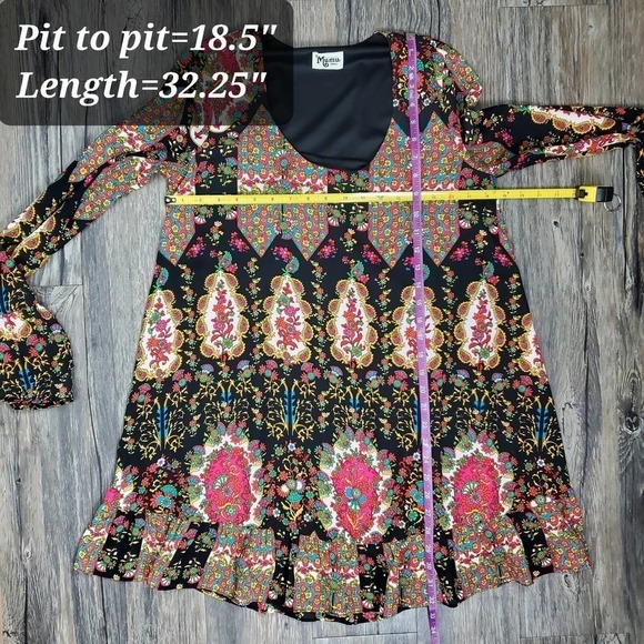 Show Me Your Mumu Margot Mini Dress Merry Marigold Mini Bell Sleeves Size Small - Picture 8 of 10